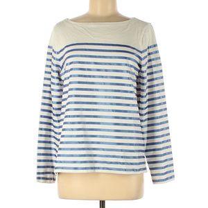 J.Crew Factory Store White Blue Sripes Long Sleeve T-Shirt Size M